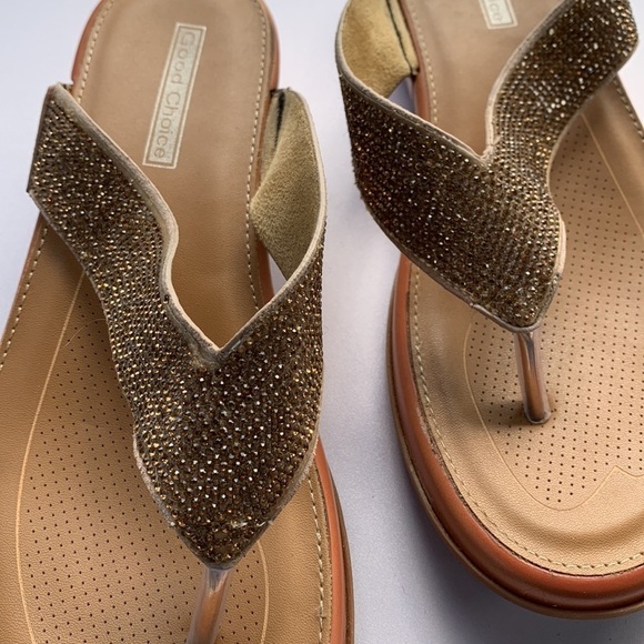 GOOD CHOICE HANAH WOMENS GOLD SPLIT TOE SANDALS SIZE 9 - Picture 3 of 9